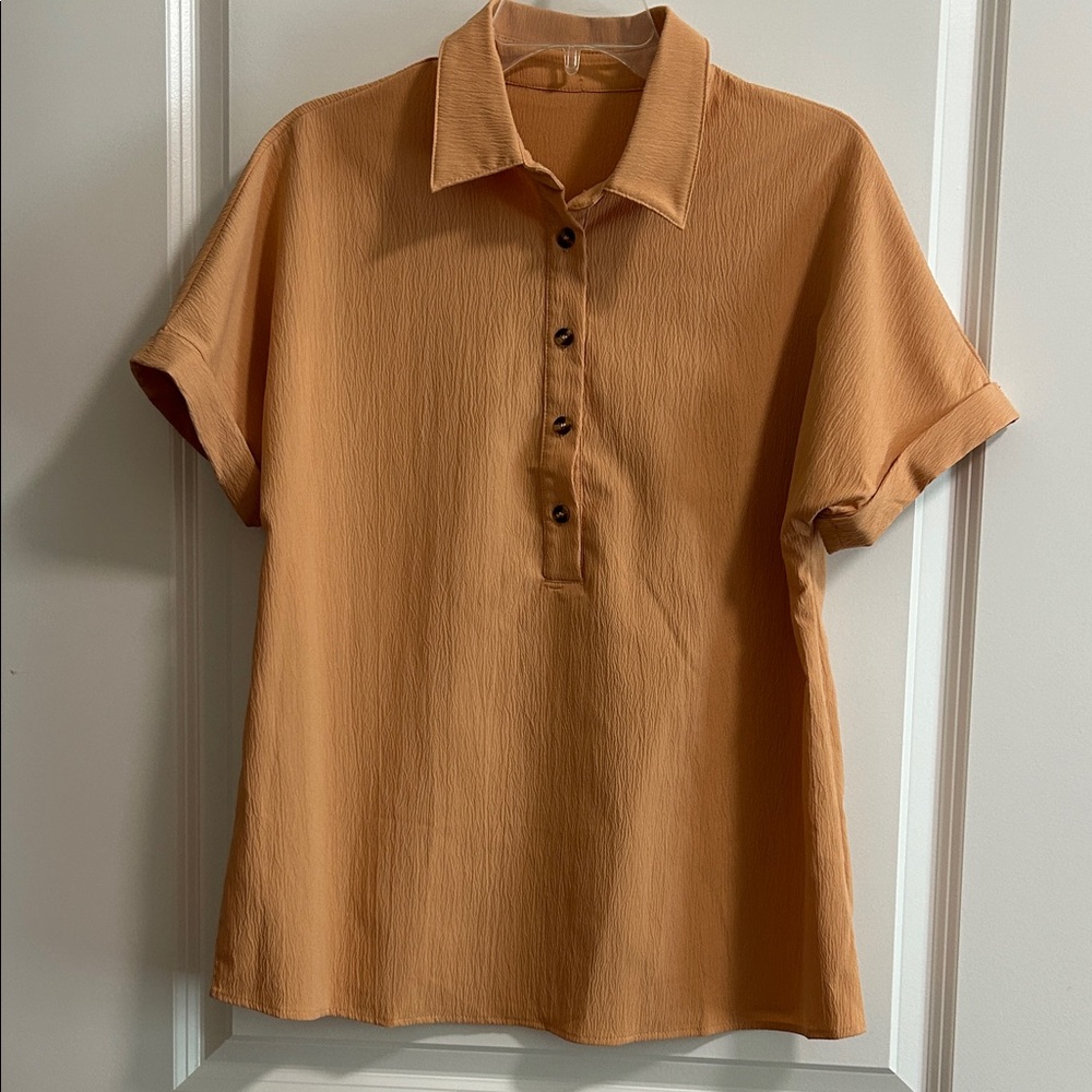Zenana Outfitters Camel Button-Down Shirt